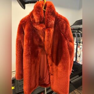 H&M Vibrant Orange Teddy Faux Fur Jacket